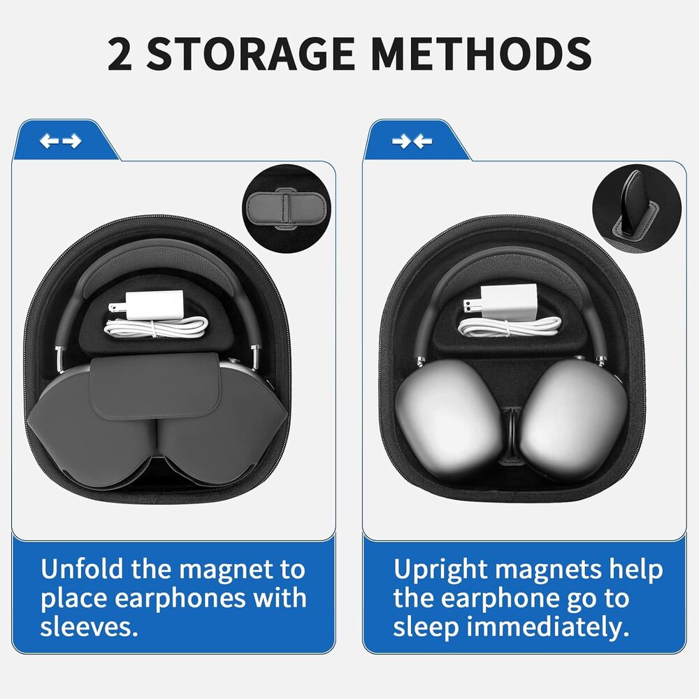 New Smart Case for Apple AirPods Max Supports Sleep Mode, Hard Organizer Bag - Picture 5 of 7